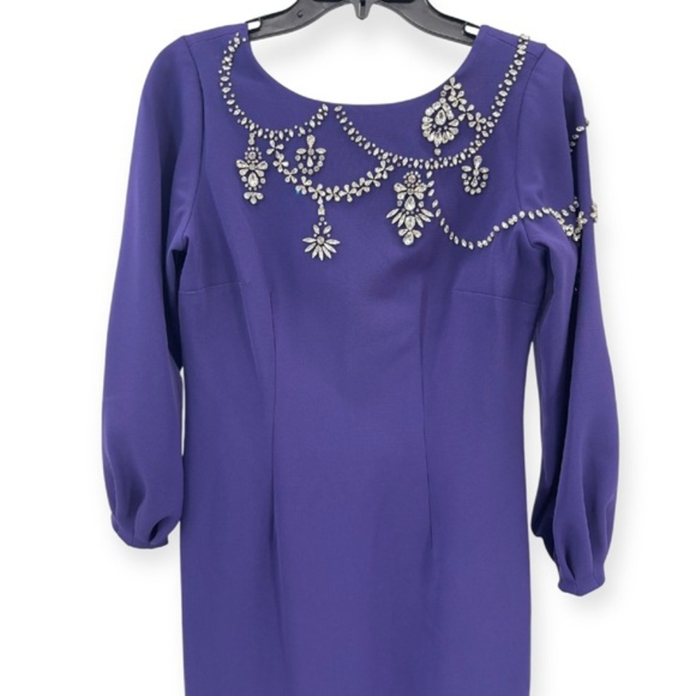Sachin & Babi NEW Giselle Crepe Embellished Gown Amethyst Purple $1,095 Size 2 - Picture 7 of 13